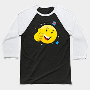 Emote Smile Thumbs Up Emoticon Funny Face Baseball T-Shirt